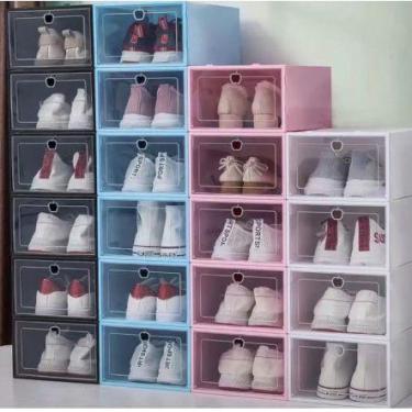 Imagem de Kit 10 Caixa Organizadora Para Tênis Sapatos Gaveta Dobrável Empilháve