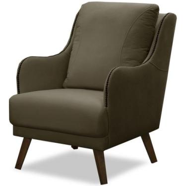 Imagem de Poltrona para Sala Decorativa c/ Tachas Sarah - Konfort, Veludo Castor