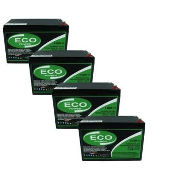 Imagem de Kit 4un Baterias estacionárias Ciclo Profundo 15Ah 12V - Eco Power