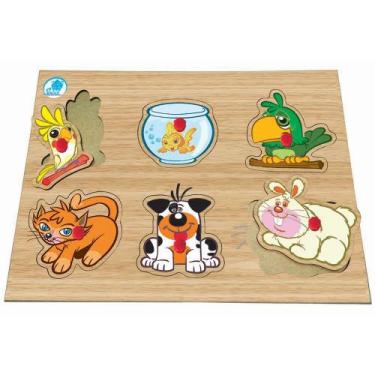 Imagem de Quebra-Cabeça Infantil com Pinos - Animais de Estimação - Simque