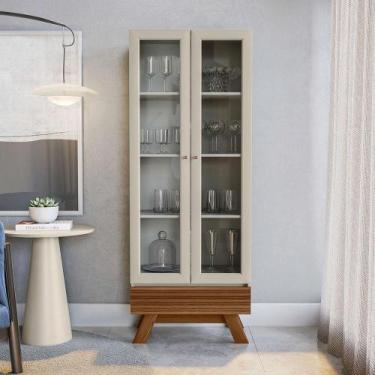 Imagem de Cristaleira Decorativa Sala de Jantar Inari Off White/Freijó G77 - Gra