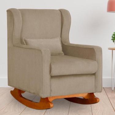 Imagem de Poltrona Amamentação Balanço Aurora Suede Cappuccino - LM DECOR