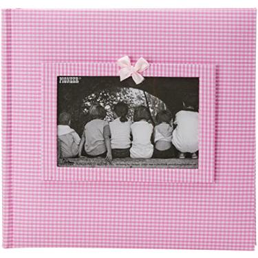 Imagem de Pioneer Photo Albums Álbum de fotos com moldura de tecido Gingham de 200 bolsos para impressões de 10 x 15 cm, rosa