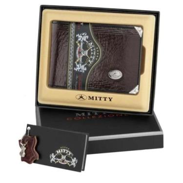Imagem de Carteira Masculina Couro Mitty M0 Pequena Cantoneira, Marrom