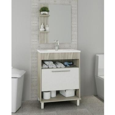 Imagem de Conjunto para Banheiro 1 Porta Oasis Móveis Sander, Malbec/Linho