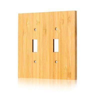 Imagem de 1 peça capa de interruptor de luz de madeira crua 12,2 cm x 4,20 cm placa de parede decorativa de bambu qualidade placa de interruptor de luz capa de placa de tomada duplex placa de parede placa de
