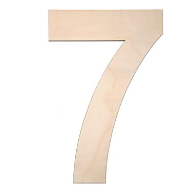 Imagem de 30 cm de madeira número 7, 1/4 polegada de espessura grande letra de madeira inacabada para artesanato faça você mesmo decoração de parede de casa
