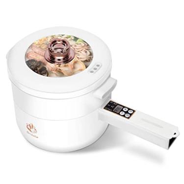 Imagem de drizzle Panela Elétrica A Vapor Panela Antiaderente Multifuncional de 1,8L Dormitório Escritório Panela Portátil de Ramen Vapor Ferver Proteção A Seco Adequado para Macarrão Panela de Bife Ovos Fritar