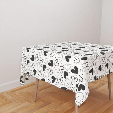 Imagem de Toalha De Mesa Quadrada 4 Lugares Tecido Oxford Corações Diversos Bran