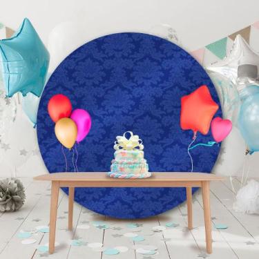 Imagem de Painel Redondo em Jacquard Azul Royal Medalhão - Jacquard Tradicional,