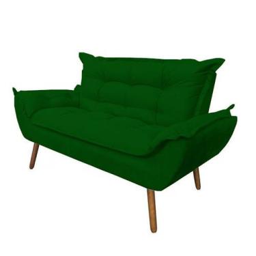 Imagem de Namoradeira Decorativa Opala Sala de Estar Tecido Veludo Verde Kimi De