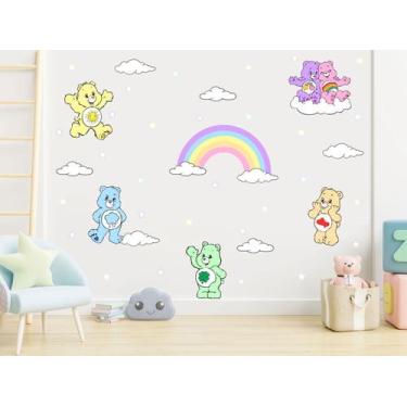 Imagem de Adesivo de Parede Ursinhos Carinhosos Tons Pastéis Arco Íris - Adesivo
