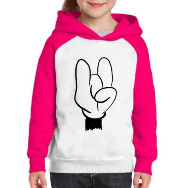 Imagem de Moletom Infantil Rock Hand - Foca na Moda, Branco, Rosa, 14