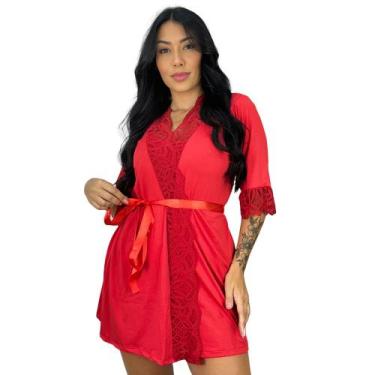 Imagem de Robe Roupão Luxo Kimono Feminino Mary  040 - La Belle Celly, Vermelho,