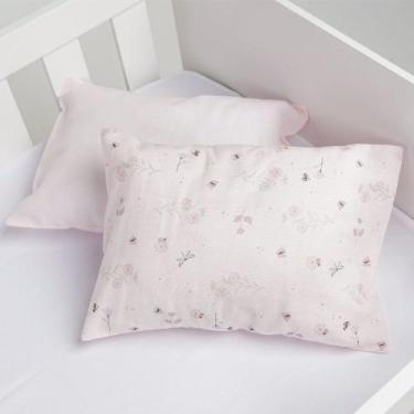 Imagem de Kit 2 Fronhas Papi Algodão 40x28cm Flores Jardim, Rosa Claro, Único