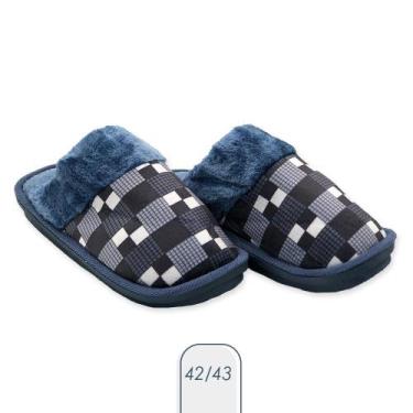 Imagem de Pantufa Masculina Xadrez Azul 42/43 - REDSTAR