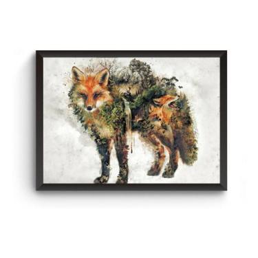 Imagem de Poster Moldurado Raposa Surreal Quadro - Fanarte