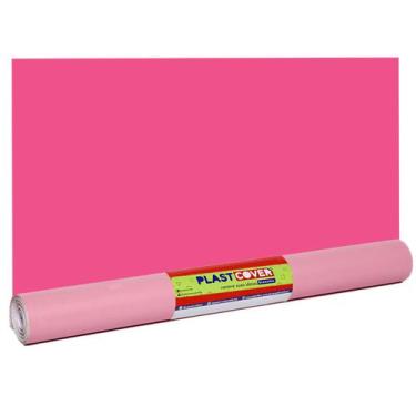 Imagem de Papel Plástico Adesivo 45cm x 10m 80 Micra Plastcover,  Rosa
