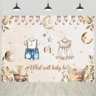 Imagem de 2,4 x 1,8 m pano de fundo revelador de gênero menino ou menina, o que será o bebê, folhas, fundo fotográfico, ele ou ela, revelar o gênero, surpresa, decorações de festa, banner, adereços de estúdio