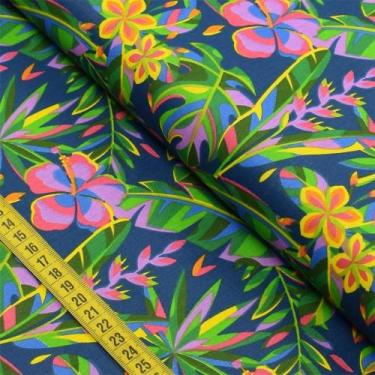 Imagem de Tecido Estampado para Patchwork - Renata Blanco : Tropical Hibisco (0,
