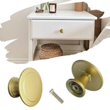 Imagem de 6 Puxador de Gaveta, Armário,Porta, Móveis Dourado Redondo - Compras F