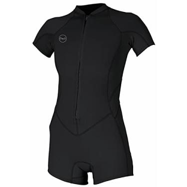 Imagem de O'Neill Wetsuits Feminino Bahia 2/1 mm zíper completo manga curta Primavera, preto/preto, tamanho 6