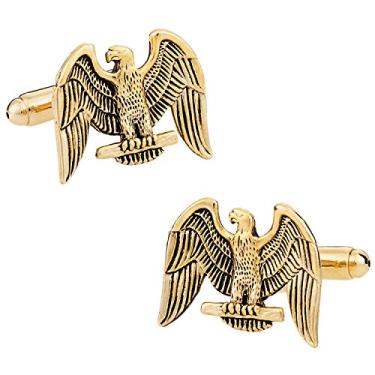 Imagem de Abotoaduras patrióticas de águia americana dourada com caixa de apresentação Cuff-Daddy