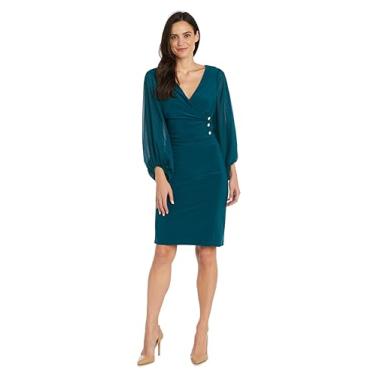 Imagem de R&M Richards Vestido feminino luxuoso com brilho, Esmeralda, 52