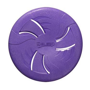 Imagem de HONGEZEY Discos voadores indestrutíveis para cães, brinquedos interativos para cães, brinquedos de pegar e pegar cães para cães pequenos e médios, flutua na água e segura nos dentes, 19 cm (pequeno, roxo)