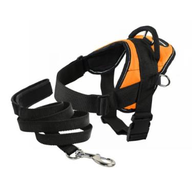 Imagem de Dean & Tyler Peitoral PP laranja com acabamento refletivo e acolchoado para filhotes de cachorro preto