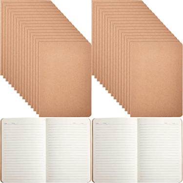 Imagem de Caderno de papel kraft A5 com 48 unidades, caderno forrado e em branco, 21 x 14 cm, caderno de viagem, para viajantes, estudantes, escrevendo, diário de escritório, material escolar, 68 páginas, 34 folhas (forrado)
