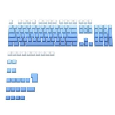 Imagem de Glacier Keycaps PBT Double Shot Cherry Profile para teclado mecânico compatível com layout de 60%/65%/75%/80%/96%/100% (impressão lateral azul gradiente)