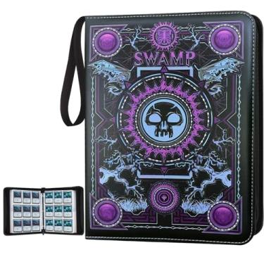 Imagem de MTGPRO Pasta de cartões colecionáveis, pasta de cartões de 9 bolsos com mangas 720 álbum de cartões de colecionador premium de bolso dupla face, pasta de coleção de cartões para mtg, tcg, yu