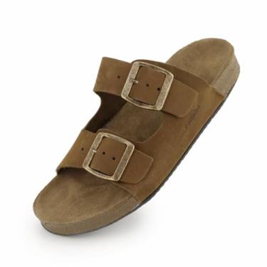 Imagem de Sandália Papete Feminina Macia Couro Legitimo Burly Heads Leve Taupe (Bege, BR, Adulto, Numérico, 40)