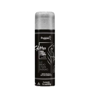 Imagem de Spray de Glitter para Cabelo e Corpo Prata 135ml - popper
