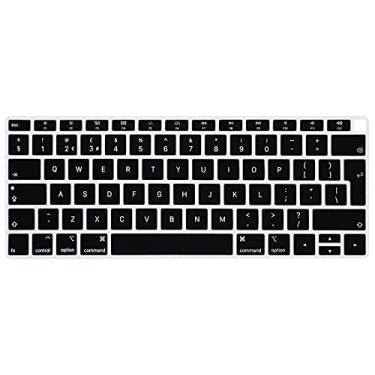 Imagem de HRH Capa de silicone para teclado EU/UK para MacBook Air 13 polegadas versão 2018 A1932 com tela Retina e Touch ID, layout europeu - preto