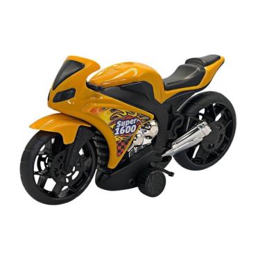 Imagem de Moto Brinquedo Amarela De Fricção E Carenagem Aerodinâmica