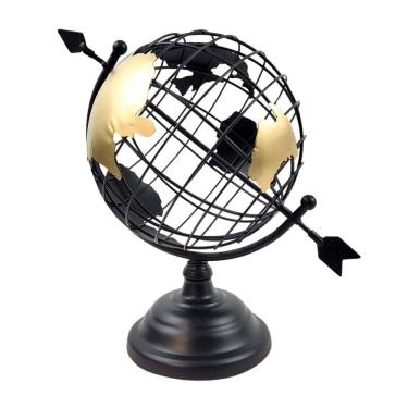 Imagem de Globo Terrestre Decorativo Preto Dourado Flecha 31Cm