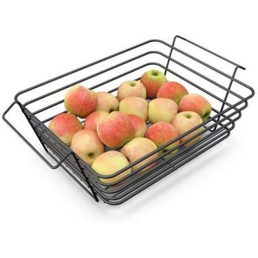 Imagem de Fruteira Mesa Reforçada Organizador Prática Com Alça Black