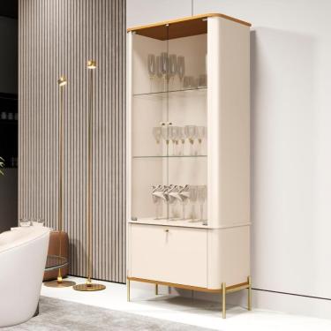 Imagem de Cristaleira 2 Portas Baton Rouge Off White Nature Dourado