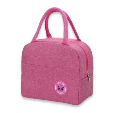 Imagem de Bolsa Térmica Porta Marmita Lancheira Marmiteira Trabalho Academia Passeio Praia Camping Bebida Prova de Vazamentos Masculina Feminina Compacta Impermeável Reutilizável - NR SHOP (Rosa)