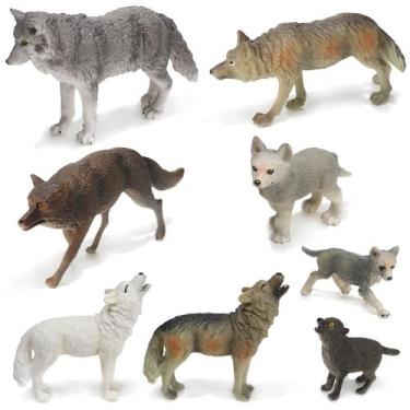 Imagem de Estatuetas de Lobos Skylety - 8 Unidades - Decoração para Festas