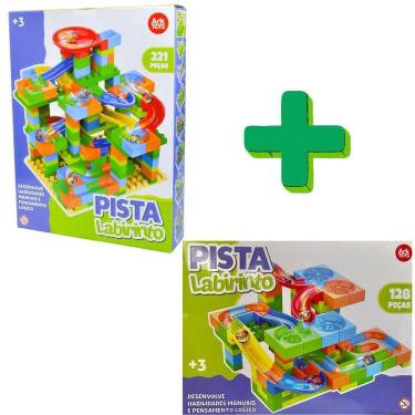 Imagem de Kit Pista Labirinto com 349 Peças, Bolinhas de Gude, Brinquedo Educativo