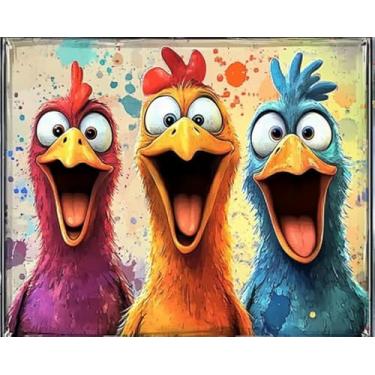 Imagem de Pintura de pintinho surpresa por número para adultos iniciantes pintinhos coloridos pintados por números estilo grafite pintura por números kits com pincéis pigmento adequado para presente sem moldura