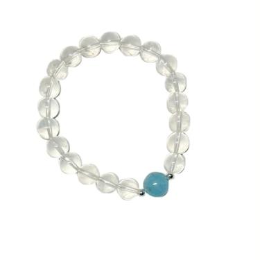 Imagem de hakeng Pulseira elástica de ametista natural e cristal de quartzo transparente, roxa e transparente, Small, Cristal, Sem Pedra Preciosa