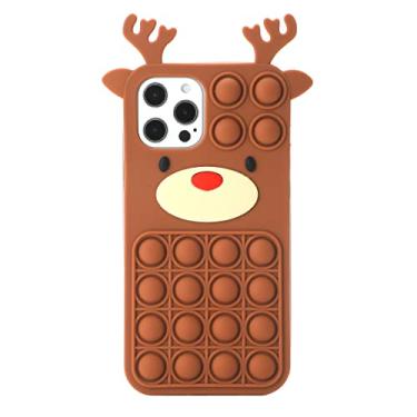 Imagem de TYOROY Capa de Feliz Natal com desenho 3D para iPhone 13 Pro 6,1 polegadas (chifres de alce)