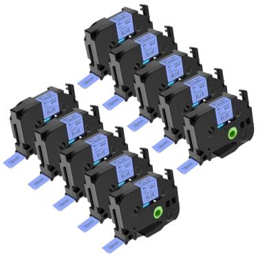 Imagem de NineLeaf 10PK Fita de etiqueta laminada preta sobre azul compatível com Brother P-Touch 18 mm 3/10.2 cm TZe541 TZe 541 TZ 541 TZ541 8.0 m PT-D400 PT-D600 PT-E300 PT-E500 PT-H300 Impressoras de