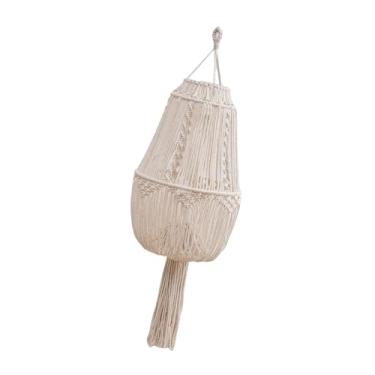Imagem de Fenteer Abajur boêmio para lâmpadas, tapeçaria tecida artesanal, abajur de macramê, capa de luz pendente suspensa boho para banheiro, sala de estar, Style a