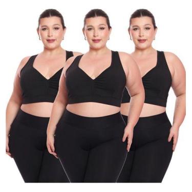 Imagem de Kit 3 Tops Fitness Plus Size Feminino Academia Decote - MC Digital, 48