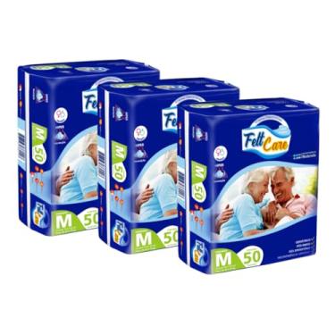 Imagem de Kit com 3 Pacotes Fralda Descartável Geriátrica Adulto Felt Care M 150 Unidades